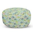 thumbnail image 1 of Crocodile Pouf Cover with Zipper, Composition of Funny Exotic Plantation and Smiling Crawling Creatures, Soft Decorative Fabric Unstuffed Case, 30" W X 17.3" L, Pale Green Multicolor, by Ambesonne, 1 of 5