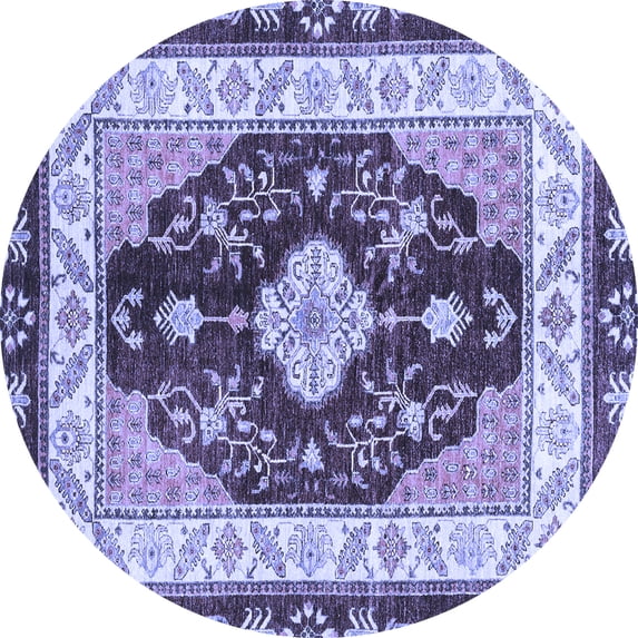 Ahgly Company Machine Washable Indoor Round Abstract Blue Modern Area Rugs, 7' Round