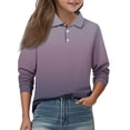 thumbnail image 2 of CCRFTGI Polo Shirts for Child Girls 10-12 School Uniform Gradient Shirts Golf Tennis Button Up Collared Polo Casual Quick Dry 2026 Summer T-Shirts Dark Purple 9-10 Years, 2 of 5