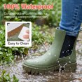 thumbnail image 2 of SMILIN Lightweight Women’s Waterproof Ankle Rain Boots, Slip-Resistant Garden Work Shoes,Green,Size 10, 2 of 5