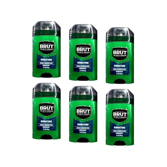 BRUT Signature Deodorant Stick for Men Stain and Residue Free Powerful Odor Protection 2.7 oz (Pack of 6)