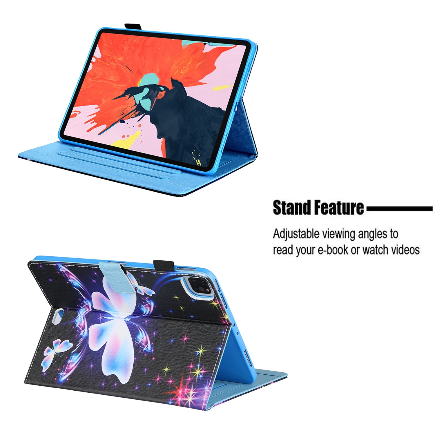iPad Air 4th Gen Case 10.9", iPad Pro 11 Case 2021/2020/2018, Allytech PU Leather Slim Auto Sleep Wake Shockproof Kickstand Pencil Holder Case Cover for Apple iPad Air 4, iPad Pro 11,Butterfly
