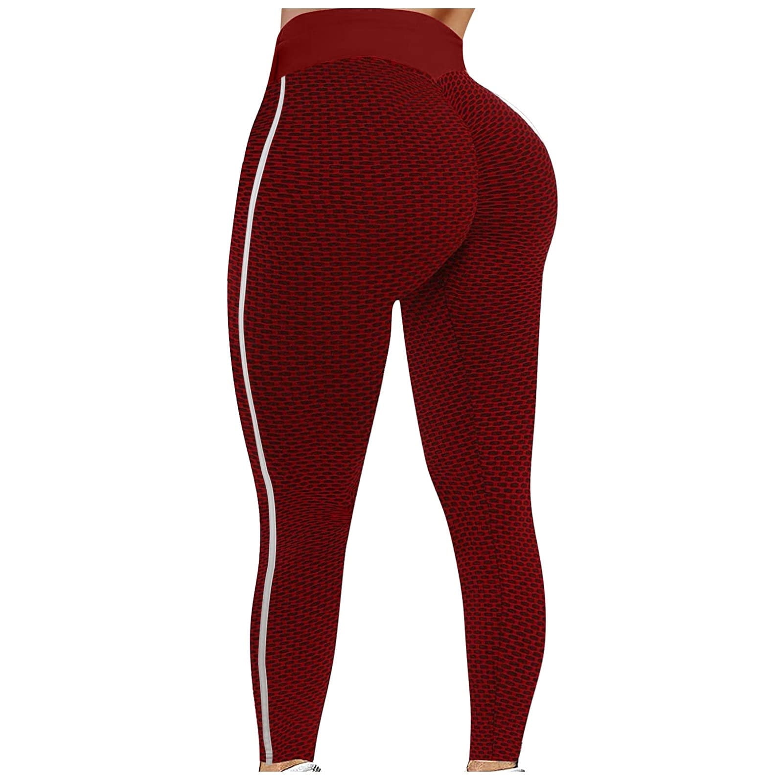 REORIAFEE Women Yoga Active Workout Pants Scrunch Butt Lifting Workout Leggings High Waist Cellulite Compression Pants Tights Red XL - Walmart.com