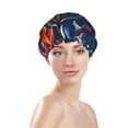 thumbnail image 3 of Kll Tropical Flower Pattern Shower Cap & Bath Cap For Women,Reversible Oversized Waterproof Shower Caps For All Hair Lengths,Elastic Reusable Bathing Hair Cap, 3 of 9