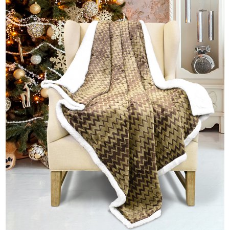 Silky Soft Sherpa Throw Blanket Flannel Chevron Micro Plush Fleece