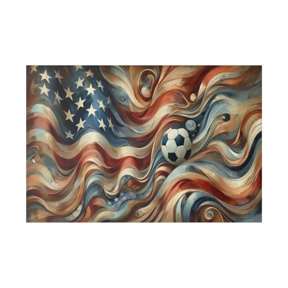 USA Soccer - Canvas Ready to Hang! Wall Art Decor, United States Flag