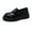 Black, variant on TIEVOSA Women's Fashion Solid Color Thick SoLED Leather Casual Shoes Temperament Comfortable on Shoes