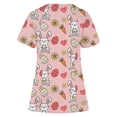 thumbnail image 3 of Ichuanyi Womens Swimsuits Clearance Women's Fashion Easter Rabbit Print V-neck Short Sleeve Pocket Workwear Top Ichuanyi Ichuanyi, 3 of 3