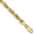 thumbnail image 4 of 14K Yellow Gold 14ky 4.75mm Hollow Rope Chain Bracelet 8 Inch, 4 of 5