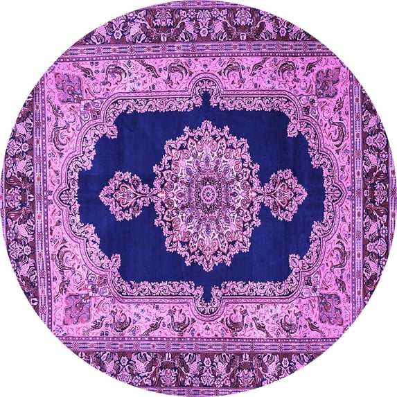 Ahgly Company Indoor Round Medallion Purple Traditional Area Rugs, 8' Round