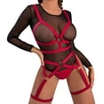thumbnail image 1 of Gibobby Sujetador De Encaje Para Mujer Lencería de Mujer de Encaje Sexy Mesh de Dormir Boudoir Outfits Lingerie Plus Size Body Lencería Conjunto De Lencería Sexy(Rojo, XXG), 1 of 5