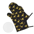 thumbnail image 2 of Oven Mitts and Pot Holders 4 Piece, lamp Pattern yellow High Heat Slip Resistant Oven Mitt and Trivets Set Kitchen Oven Glove Pot Holders for Cooking Baking Grilling, 2 of 7