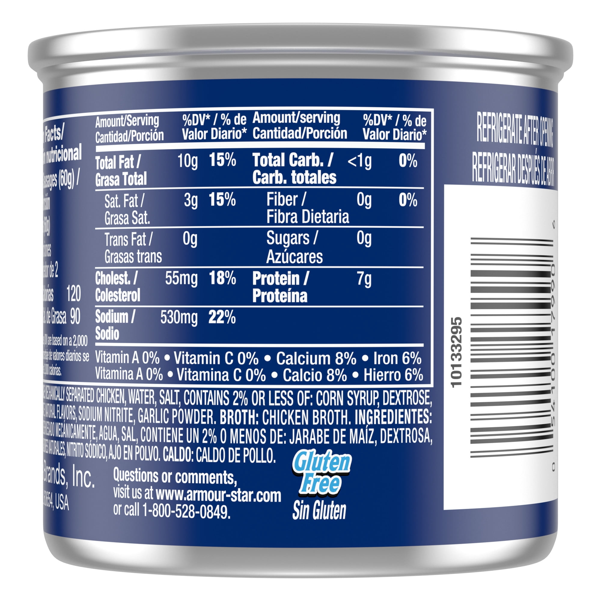 Armour Chicken Vienna Sausage, 7g Protein Per serving, 4.6 oz Can