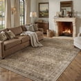 thumbnail image 3 of PureCozy 8'x10' Area Rugs for Living Room Bedroom Dining Room Farmhouse Office Oriental Washable Non Slip Vintage Traditional Large Brown Rugs Carpets, Brown, 3 of 7