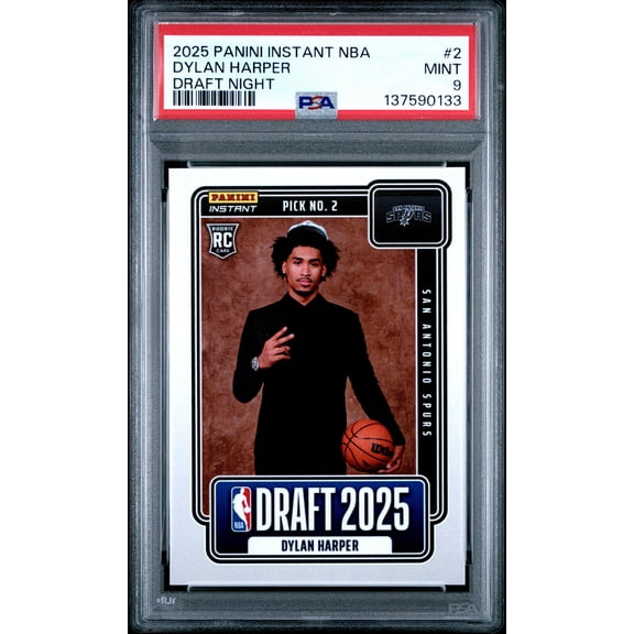 Graded 2025 Panini Instant Dylan Harper #2 Draft Night Rookie RC Basketball Card PSA 9 Mint