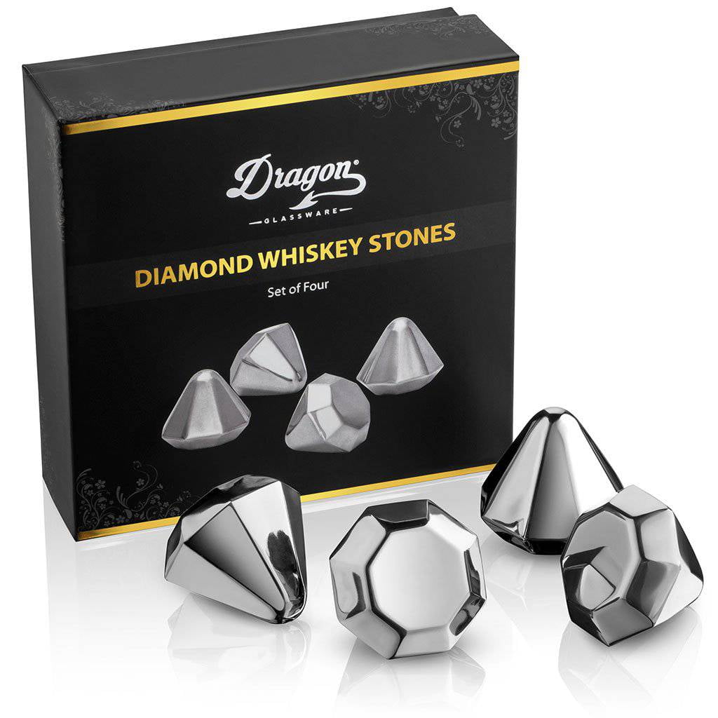 Dragon Glassware Reusable Ice Cubes, Stainless Steel Diamond Shaped