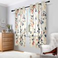 thumbnail image 2 of Yayeee Window Curtains Light Filtering 63"x42" Grommet Panel Pair Home Living Room Decor, Beige Leaves Plaid, 2 of 7