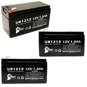 3x Pack - Compatible Optima Batteries SLA1005 Battery - Replacement UB1213 Universal Sealed Lead Acid Battery (12V, 1.3Ah, 1300mAh, F1 Terminal, AGM, SLA) - Includes 6 F1 to F2 Terminal Adapters
