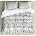 thumbnail image 1 of Modern Duvet Cover Set King Size, Different Size Quarter Circle Shapes in Repeating Style Contemporary Greyscale Art, Decorative 3 Piece Bedding Set with 2 Pillow Shams, Grey White, by Ambesonne, 1 of 3