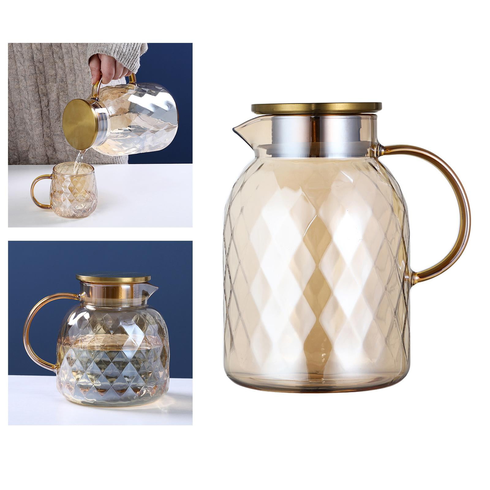 Fiocias Glass Pitcher Water Carafe with Lid Multipurpose Borosilicate Glass Water Kettle 1.8L
