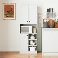 thumbnail image 2 of Costway Kitchen Pantry Storage Cabinet 65.5" Tall Modern Hutch Cabinet with Microwave Stand White, 2 of 10