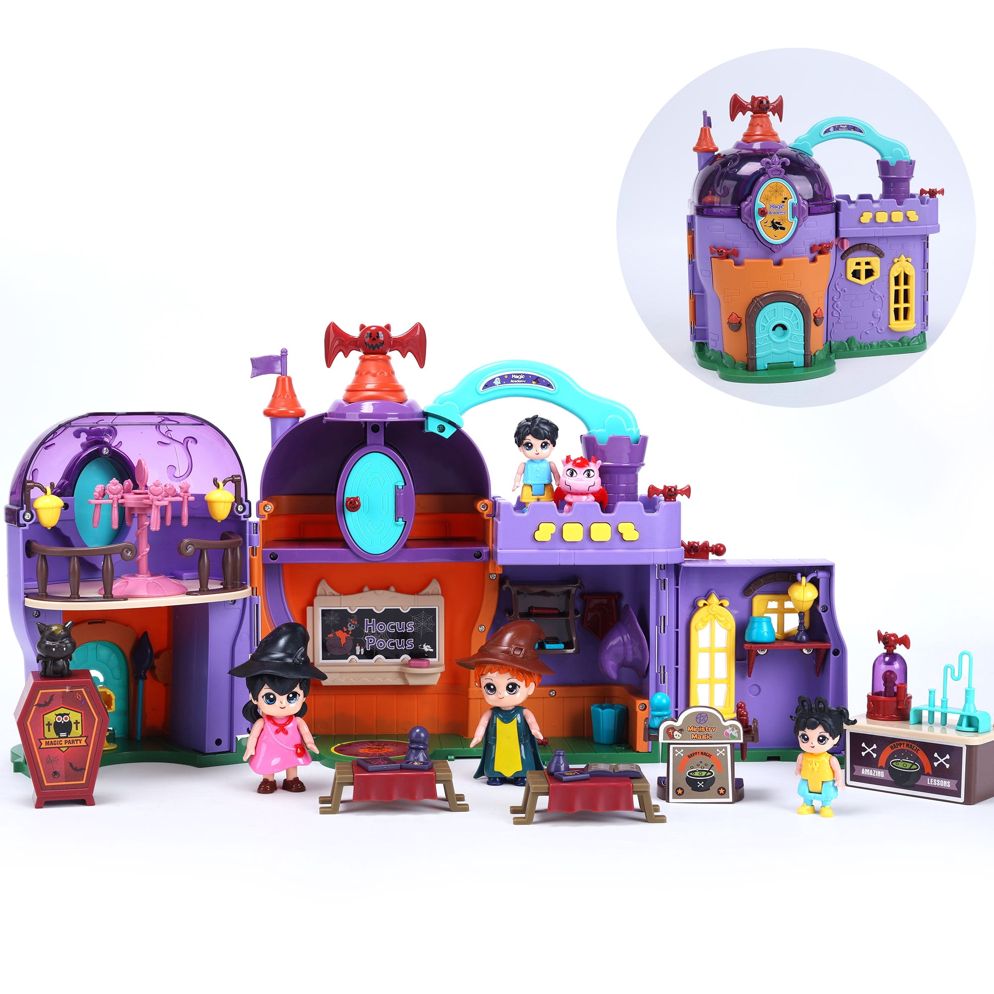 Halloween Dollhouse Two-story Doll House With Light And Music Toy Gift for 3 +Years Kids Girls