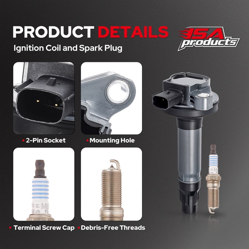 ‌‌Set of 6 ISA Ignition Coil Pack and 6 Spark Plug SP411 Compatible with Ford Edge Flex Fusion Lincoln MKS MKT MKX MKZ Mazda CX-9 3.5L 3.7L Replacement for UF553 UF595 5C1652