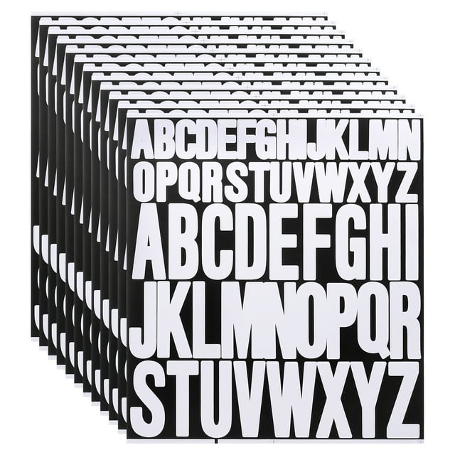 12 Sheet Vinyl Letter Sticker, 1 Inch, 2 Inch 624Pcs Stick Letters, White
