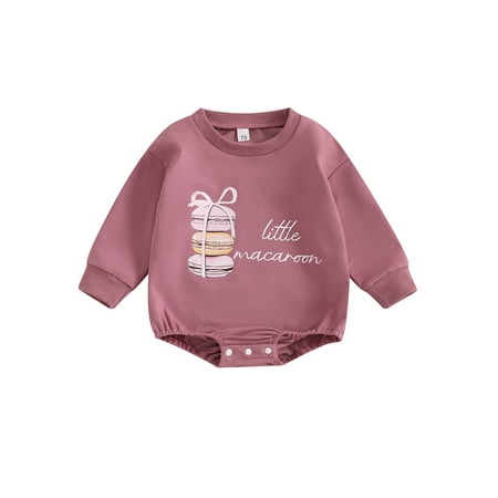 

Suealasg Baby Girls Fall Clothes Newborn Girls Long Sleeve Crew Neck Bodysuit 3 6 12 18 Months Infant Girls Letter Macaron Print Sweatshirt Romper