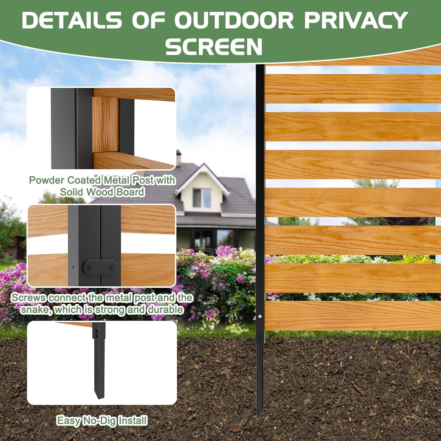 Outdoor Privacy Screen Privacy Fence Panels for Outside, 1 Panels 38"W X 60"H Wood Decorative Fence,Pool Equipment Enclosure, Patio Garden Fence Perfect to Enclose Trash Cans and Air Conditioner