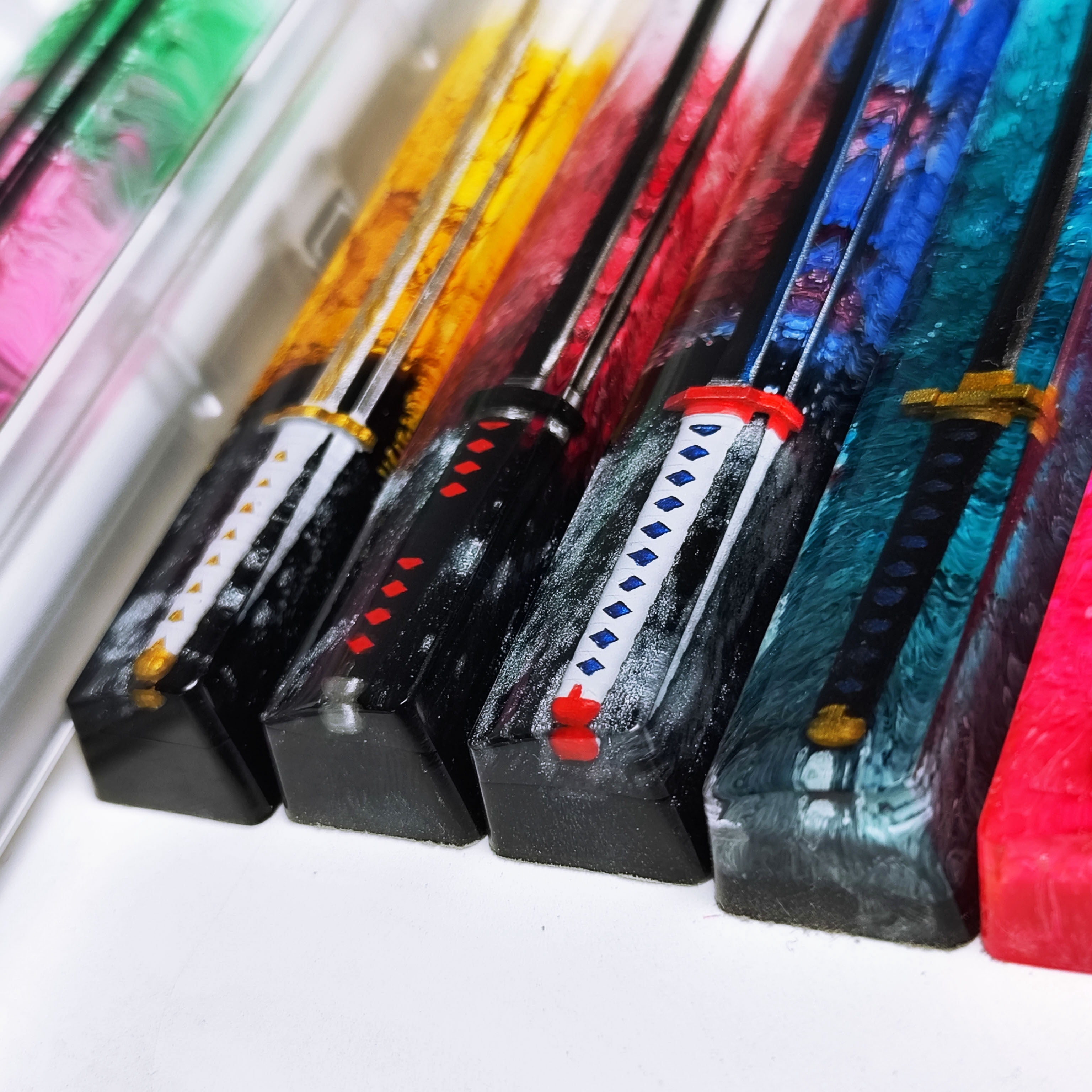 Demon Slayer Inspired Resin Artisan Spacebar Keycap, 6.25u Handmade Drip Resin Key for Mechanical Keyboard, Unique Birthday Gift for Men
