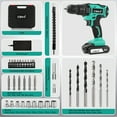 thumbnail image 6 of Cshidworld 20V Cordless Drill, Electric Power Drill Set with 1 Battery & Charger, 3/8" Keyless Chuck, 2 Variable Speed & LED Light, 266 In-lb Torque, 25+1 Position and 34pcs Drill/Driver Bits(Green), 6 of 7