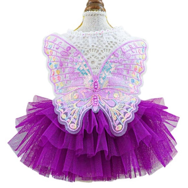 Vestido para perros ANIAC Butterfly Tutú morado para perros pequeños