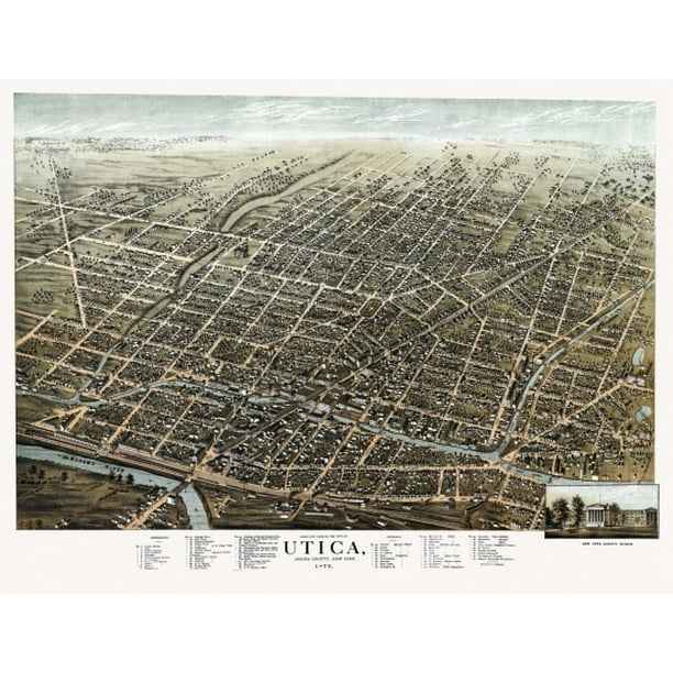 antique map of utica new york 1873 oneida county poster walmart utica ny