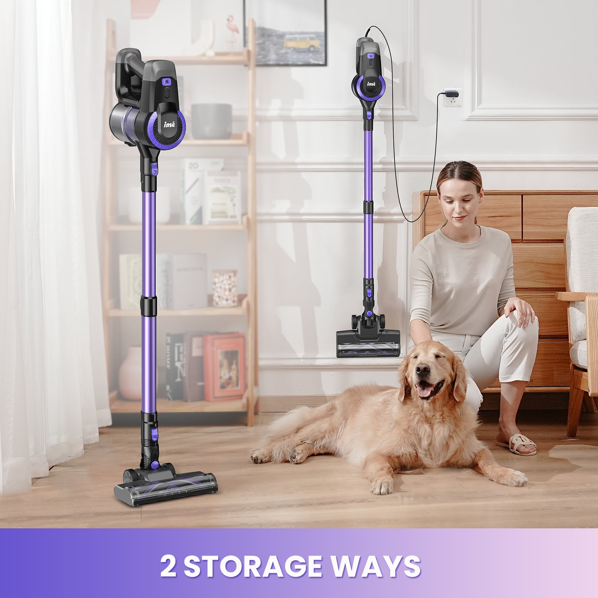 INSE Lightweight Cordless Stick Vacuum Cleaner for Carpet Hardwood Floor Pet Hair