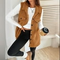 thumbnail image 3 of ZOELNIC Women's Long Fleece Vest Sleeveless Sherpa Jacket with Buttons Winter Warm Outerwear, M, 3 of 6