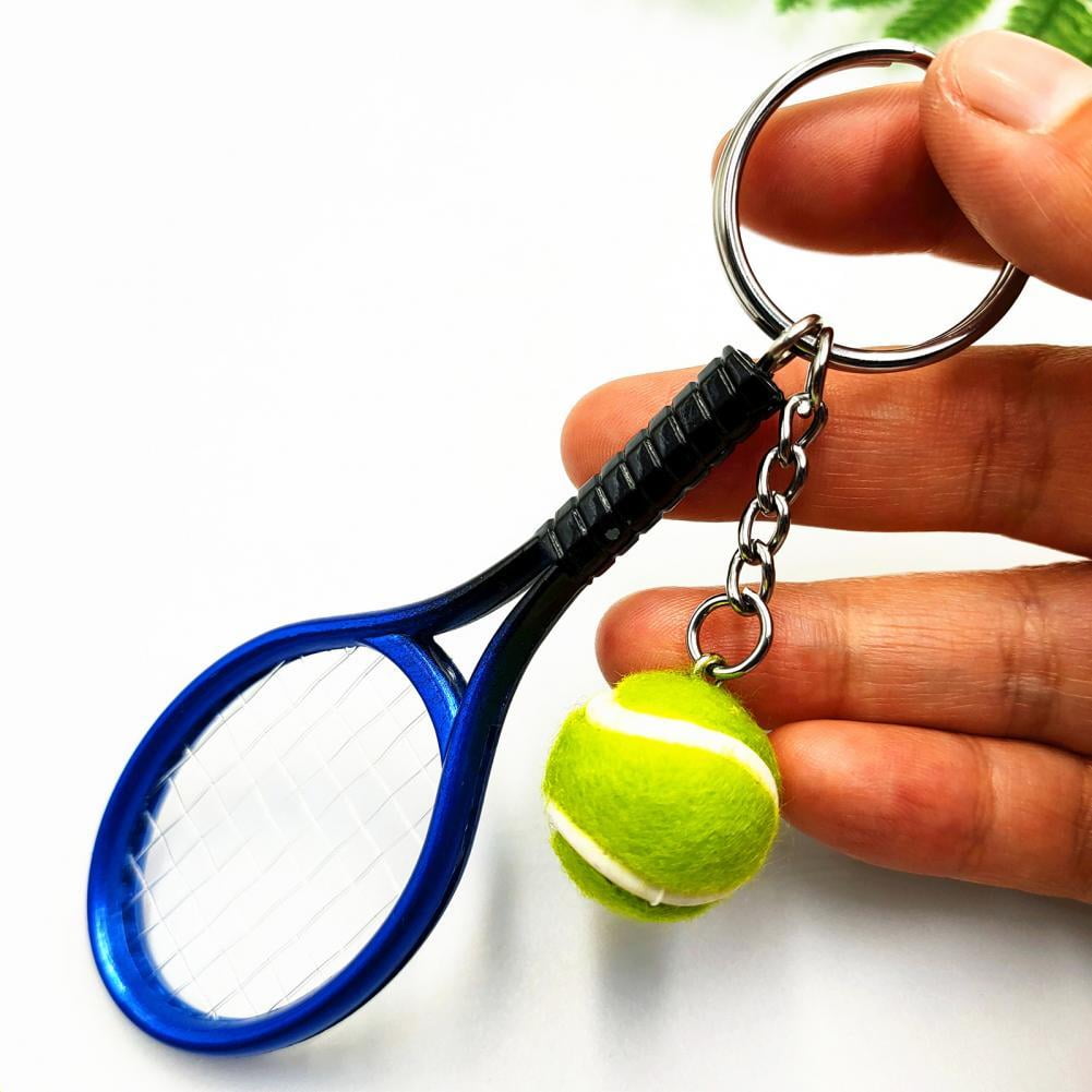 New Keyring Mini Tennis Racket Pendant Keychain Key Accessory Perfect Gifts 