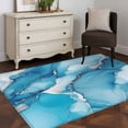 thumbnail image 4 of 2.7x5 Washable Area Rug, Abstract Marble Texture Non-Slip Rectangle Rug for Bedroom Bedside, Blue Gary Water Ripples Indoor Floor Mat for Home Decor, 4 of 9