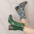thumbnail image 4 of Wavsuf Combat Boots for Women with Zipper Oversized Square Toe with High Heel Short Ankle-High Green Shoes Size 37, 4 of 5