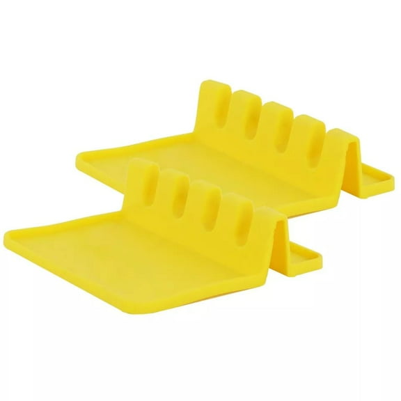 Silicone Spoon Rest for Kitchen Counter Fits Multiple Utensils Yellow - Set of 2