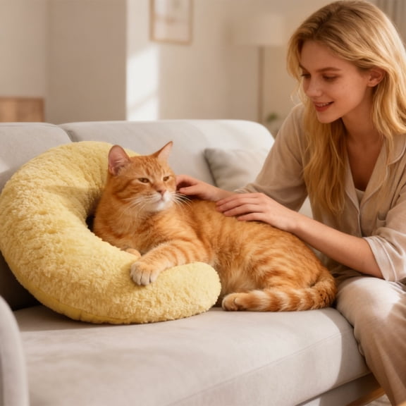 Cat Sleep Pillow Pet Half-Moon U-Shaped Pillow Soft Cat Kneading Calm Cushion for Deep Sleep Comfortable Rest Pillow for Kittens Indoor Napping Cat Calm Deep Sleep Pillow