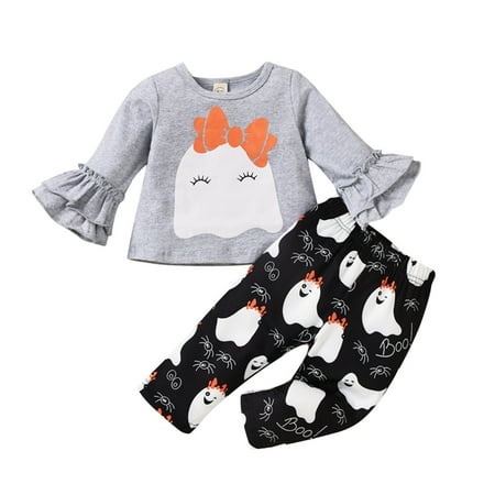

Toddler Kids Boys Girls Outfit Prints Long Sleeves Tops Pants 2pcs Set Outfits For 3-4 Years