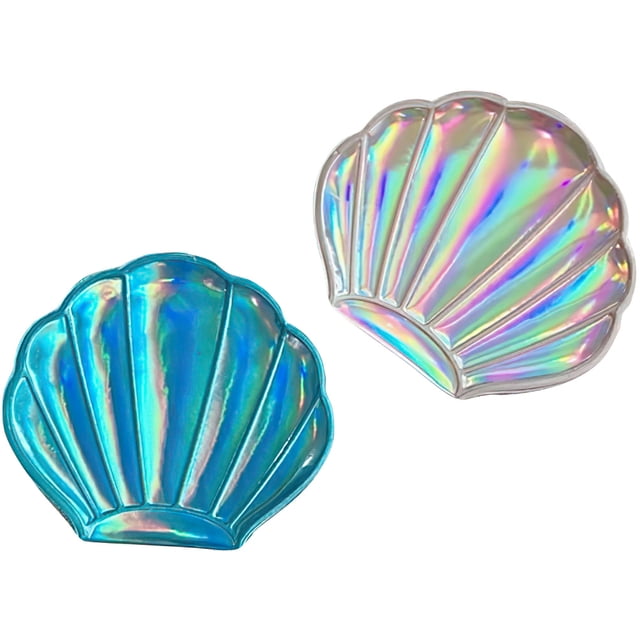 MasteelfCA 2 Pcs Miroir Portable Forme Coquille Colorée Miroir Grossissement Double Face Miroir de Maquillage Compact