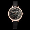 thumbnail image 3 of Reloj de cuarzo con esfera numérica y correa fina, elegante reloj de pareja de cuero PU negro, 3 of 3