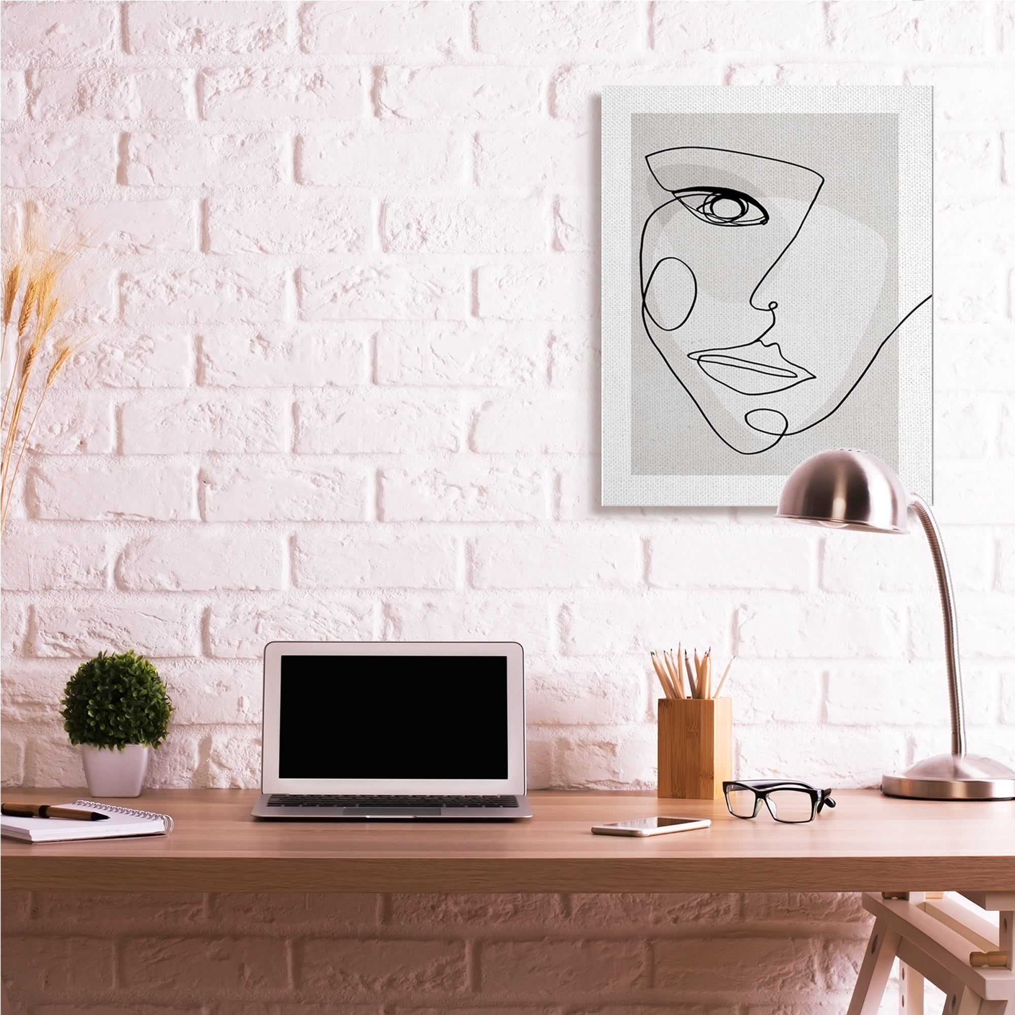 Stupell Industries Modern Feminine Portrait Neutral Organic Lines,30 x 40,Designed by Design Fabrikken