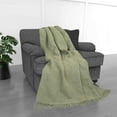 thumbnail image 2 of Kathy Ireland Oversized Chenille Polyester Fringed Basket Throw - Sage - 50” X 70”, 2 of 6