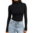 thumbnail image 7 of Ladies Tops And Blouses Solid Color High Neck Regular Long Sleeve Crewneck T Shirt Womens Clothes, 7 of 7