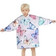 thumbnail image 3 of Light Purple Butterfly Pattern Blanket Hoodies for Kids 6-13YR Oversize Wearable Blanket Hoodies for Boys Girls Teens, 3 of 7
