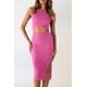 thumbnail image 4 of Vestido PRETTYGARDEN Midi Ajustado Sin Mangas con Corte Rosa Palo M, 4 of 5