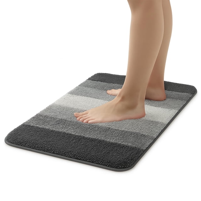 Tapete para Baño Bluelander de Microfibra, Antideslizante con Suela TPR, Gris Oscuro